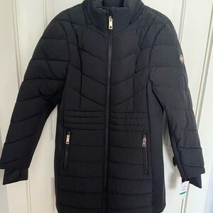 Michael Kors Faux Fur Trim Hooded Black Puffer Coat NWT